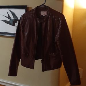 Faux leather bomber jacket